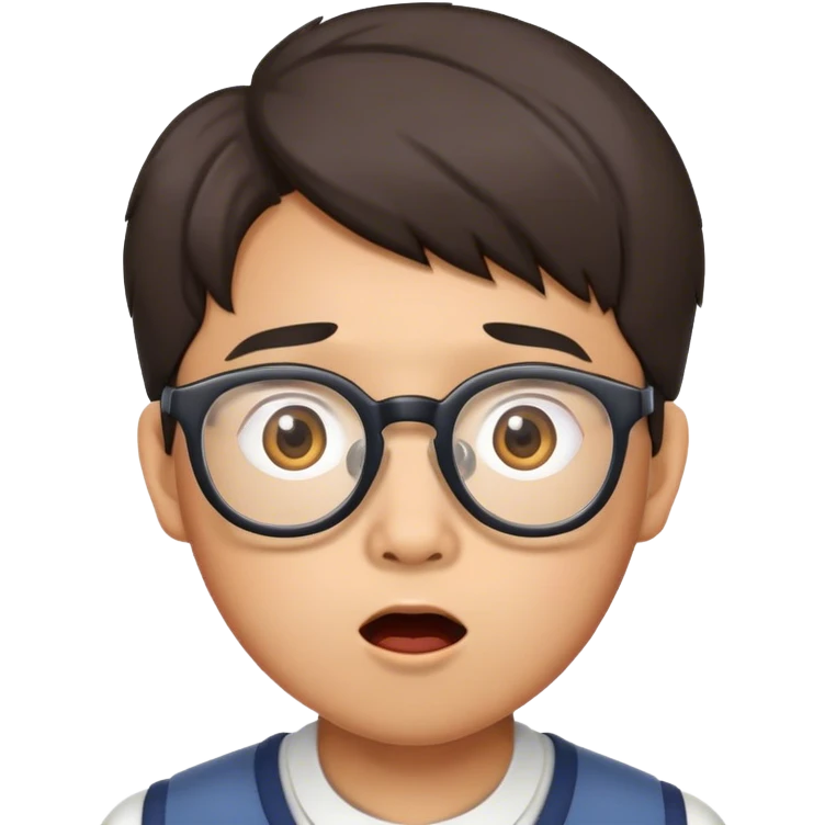 asian "Face with glasses, nerdy, surprised emoji