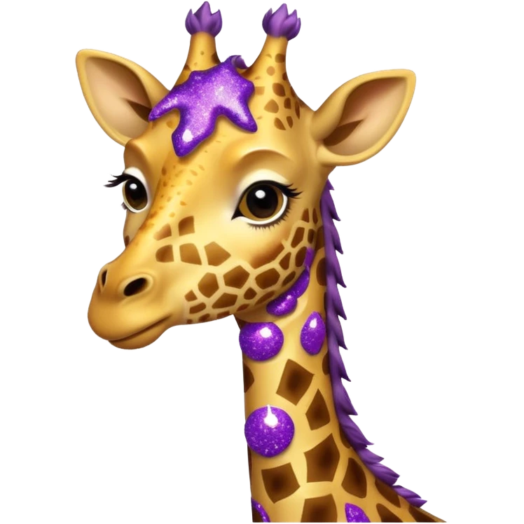 Girafa com colar roxo com glitter emoji