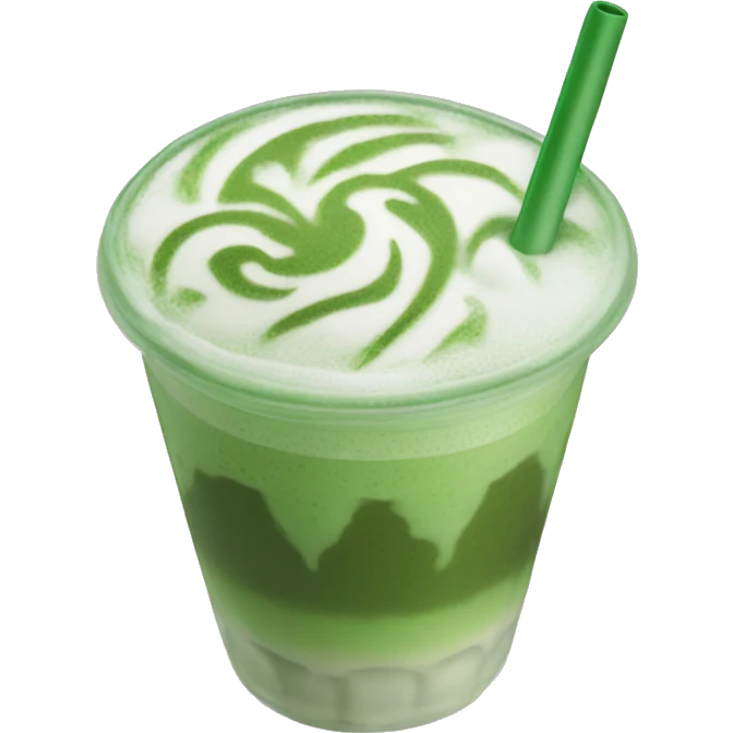 Iced matcha latte with foam emoji