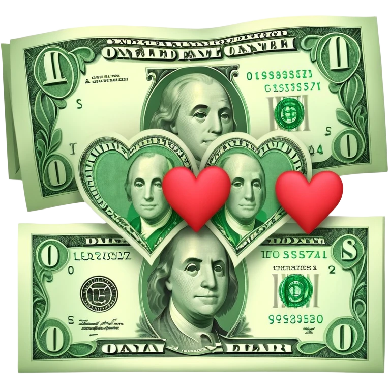 Dollar bill with hearts emoji