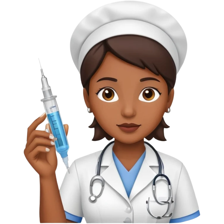 Enfermera morena con jeringa en mano emoji