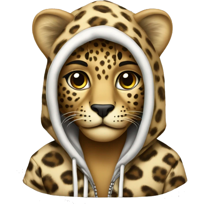 leopard wearning a hoodie emoji