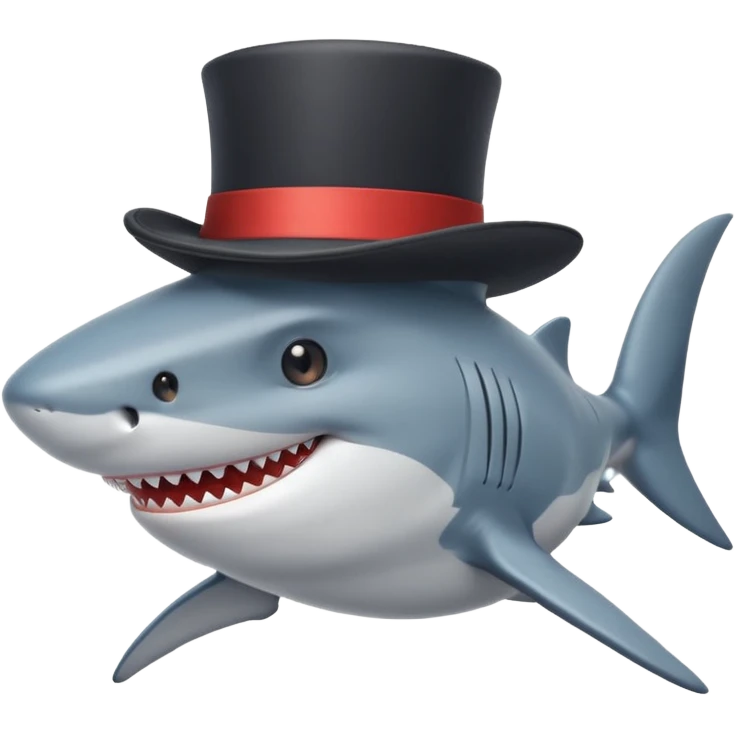 Shark with a top hat emoji