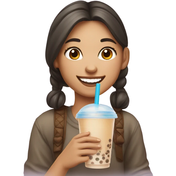 A girl drinking bubble tea emoji