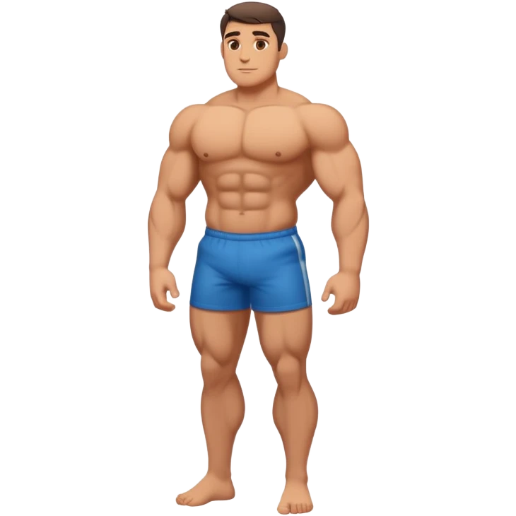 full body bulky male figure standing, muscular build, not overweight but not skinny, strong physique emoji