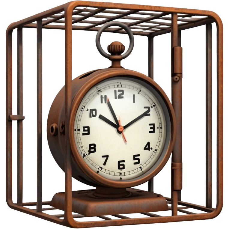 clock trapped inside a metal cage emoji