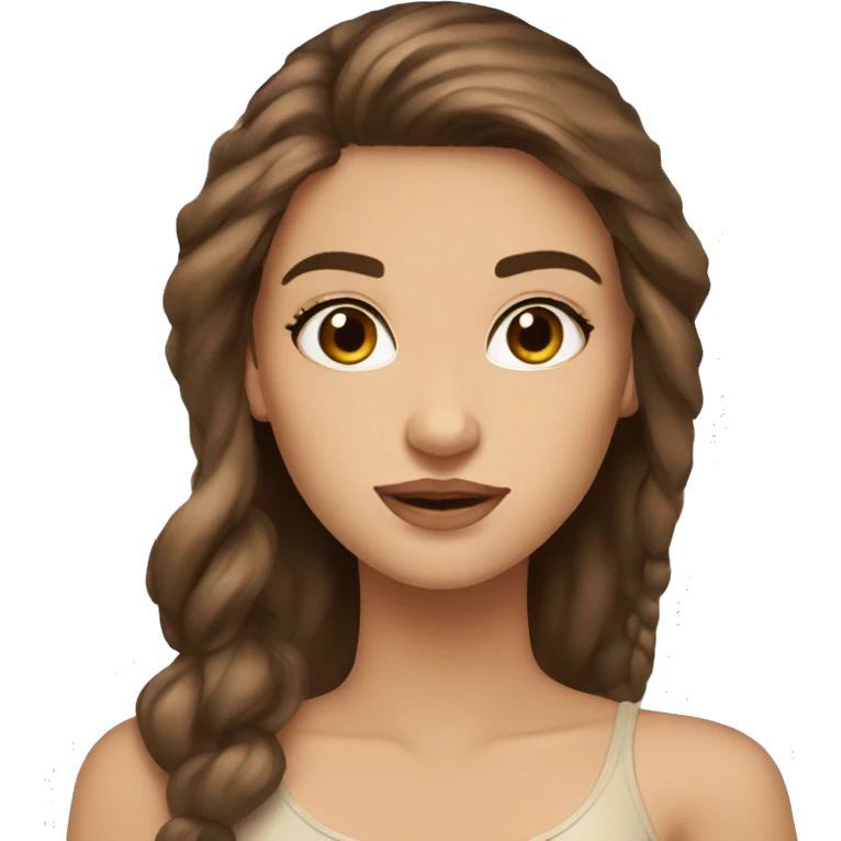Brown hair long lashes thin eyebrows tan skin pretty emoji