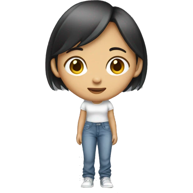Asian girl wearing baggy jean pants  emoji