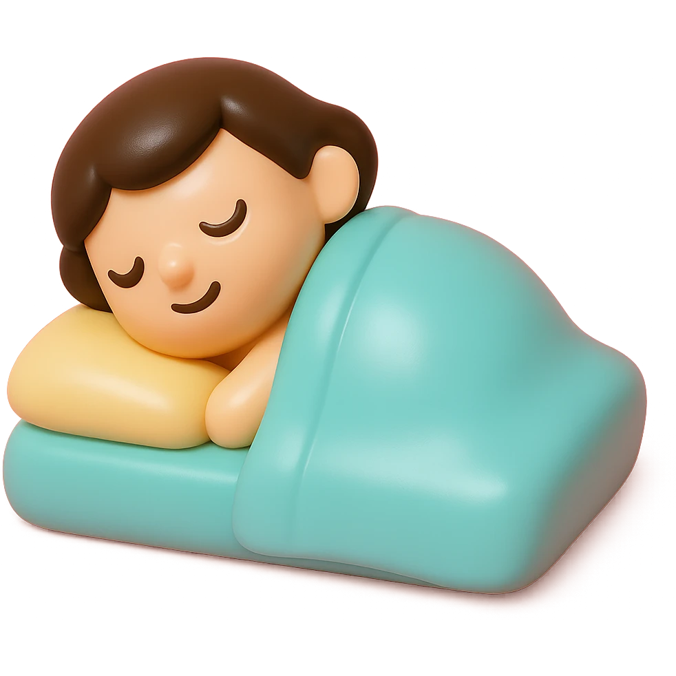 person sleeping under a blanket, vinyl figure style emoji
