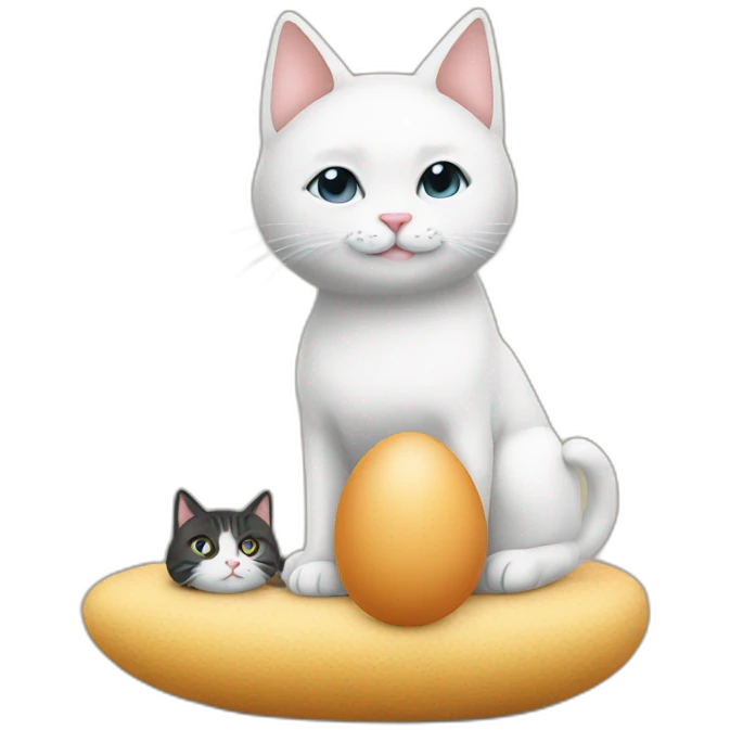 Sitting a egg with a cat emoji