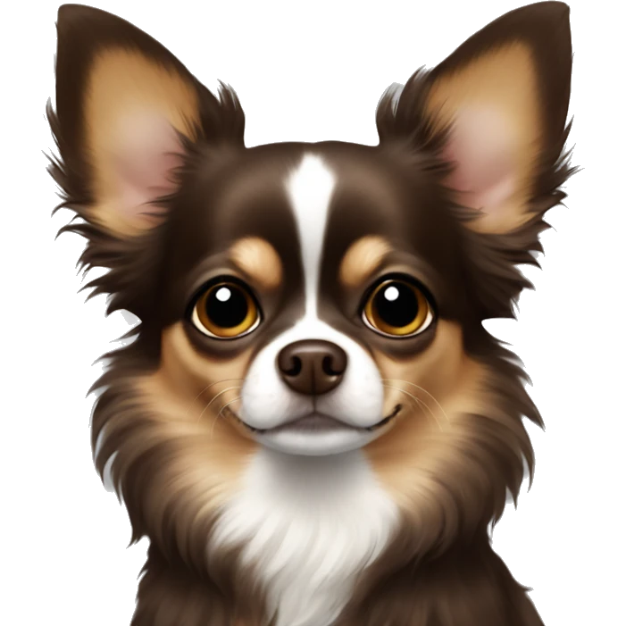 A dark brown longhair chihuahua cozy emoji