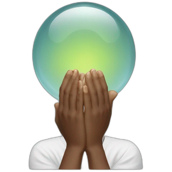 think bubble with eyes and hands praying emoji