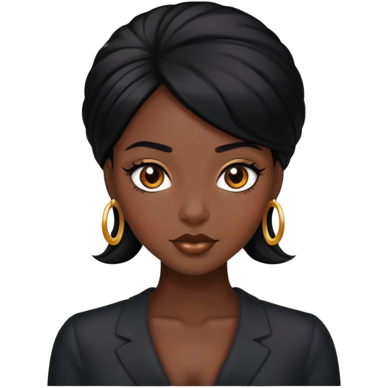 elegant black girl with black hair emoji
