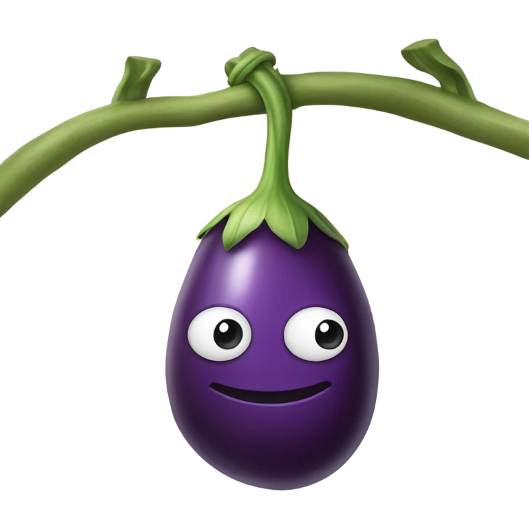 Eggplant on a swing emoji
