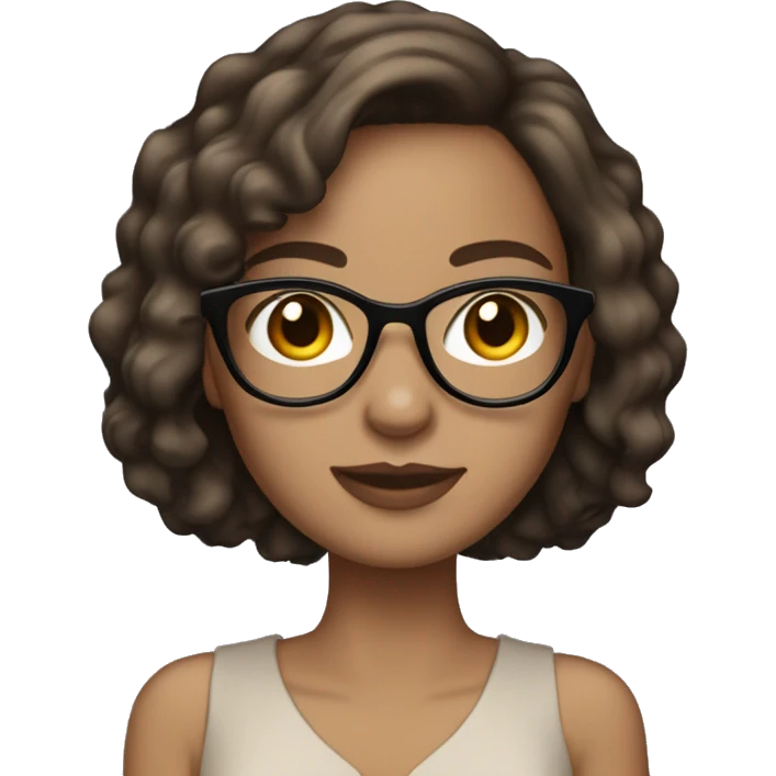 IT Girl brunette with bob and glasses light skin tone emoji