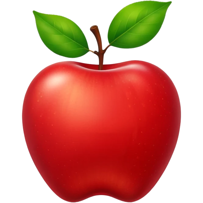A red apple emoji, shiny and fresh with a leaf. emoji