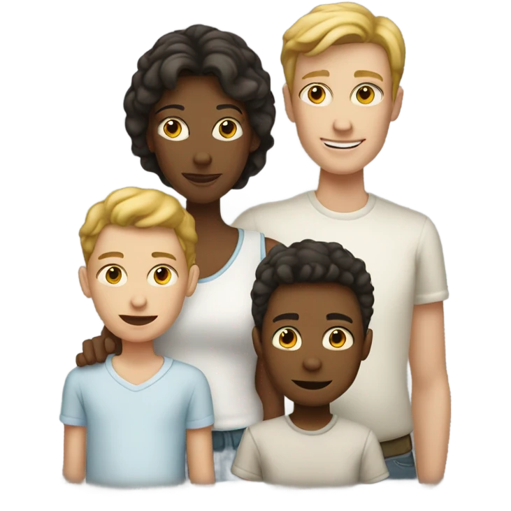 white mom with 3 white children (a teen boy and two small boys) emoji