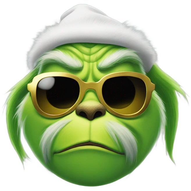 The grinch wearing a golden chain with sunglasses emoji