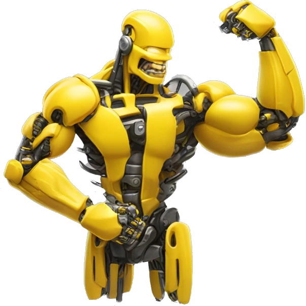 Yellow mechanical cyborg bicep that’s flexing emoji