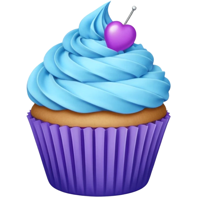 Cupcake: blue cream, purple paper emoji