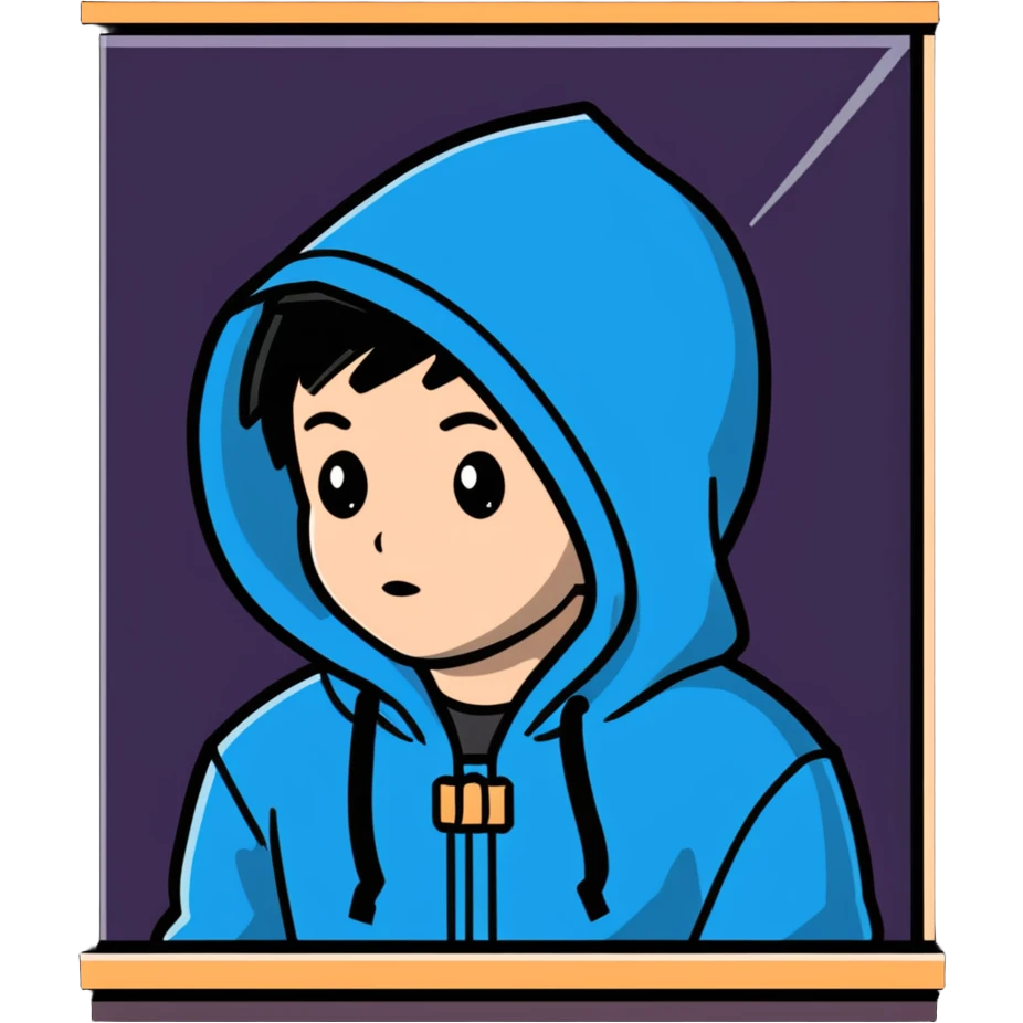 hooded boy by window emoji