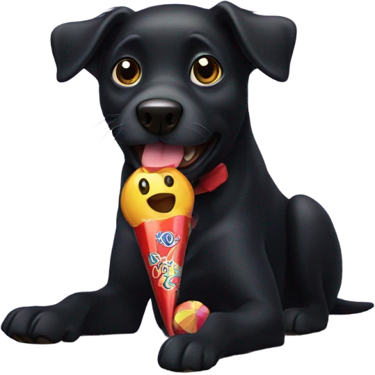 Black dog eating candy emoji