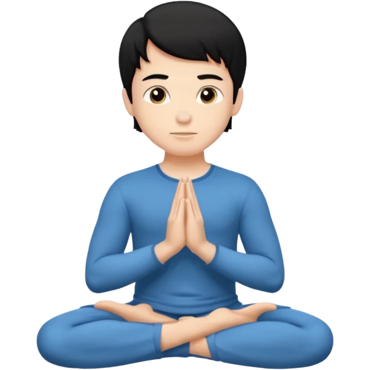 White boy with black hair doing namaste  emoji