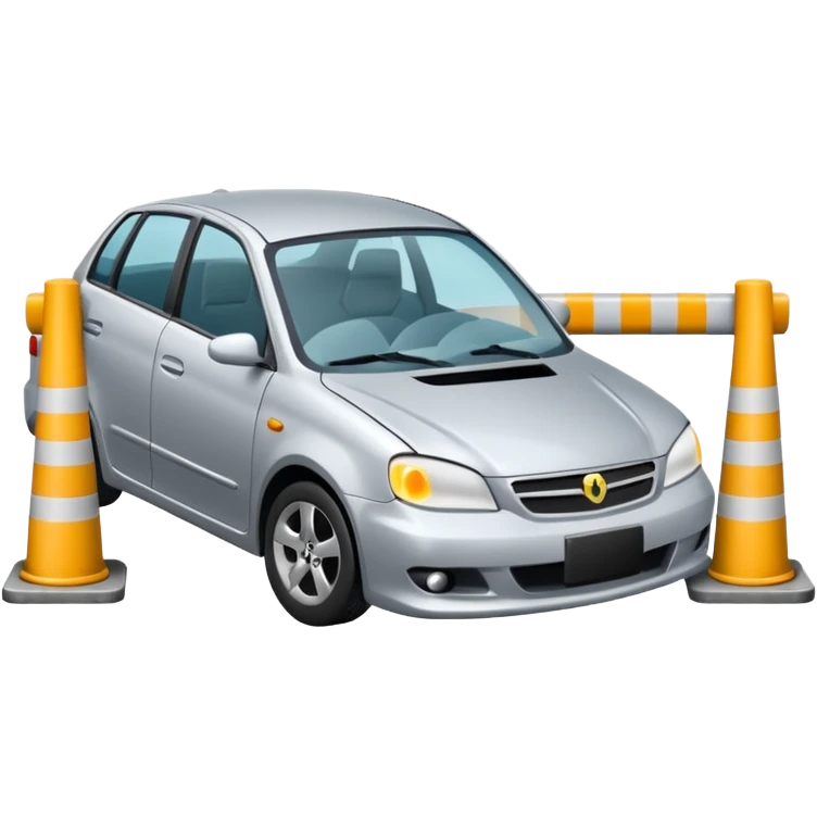 car crashed to a trafic barrier barrier in front of car and car front panel broken emoji