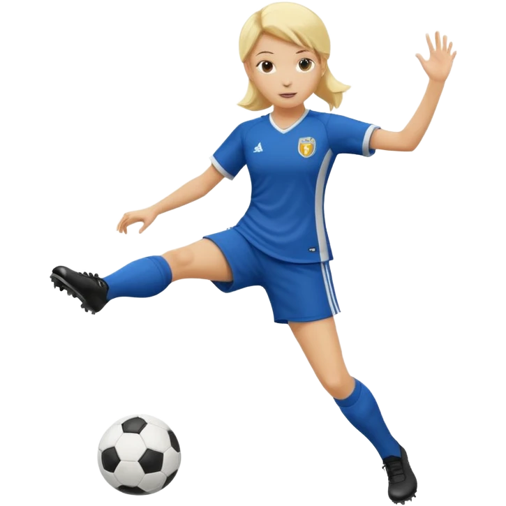 blond soccer girl, kicking a ball emoji