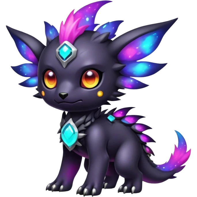 Cute cool colorful dark nebula fantasy-Digimon-animal-hybrid full body emoji