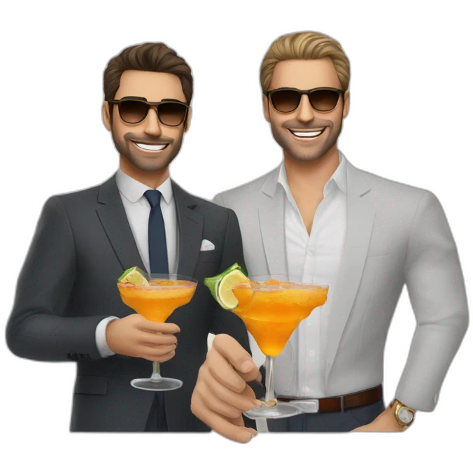 Ferrari 412 with 2 guys in front wirh cocktails in their hand emoji