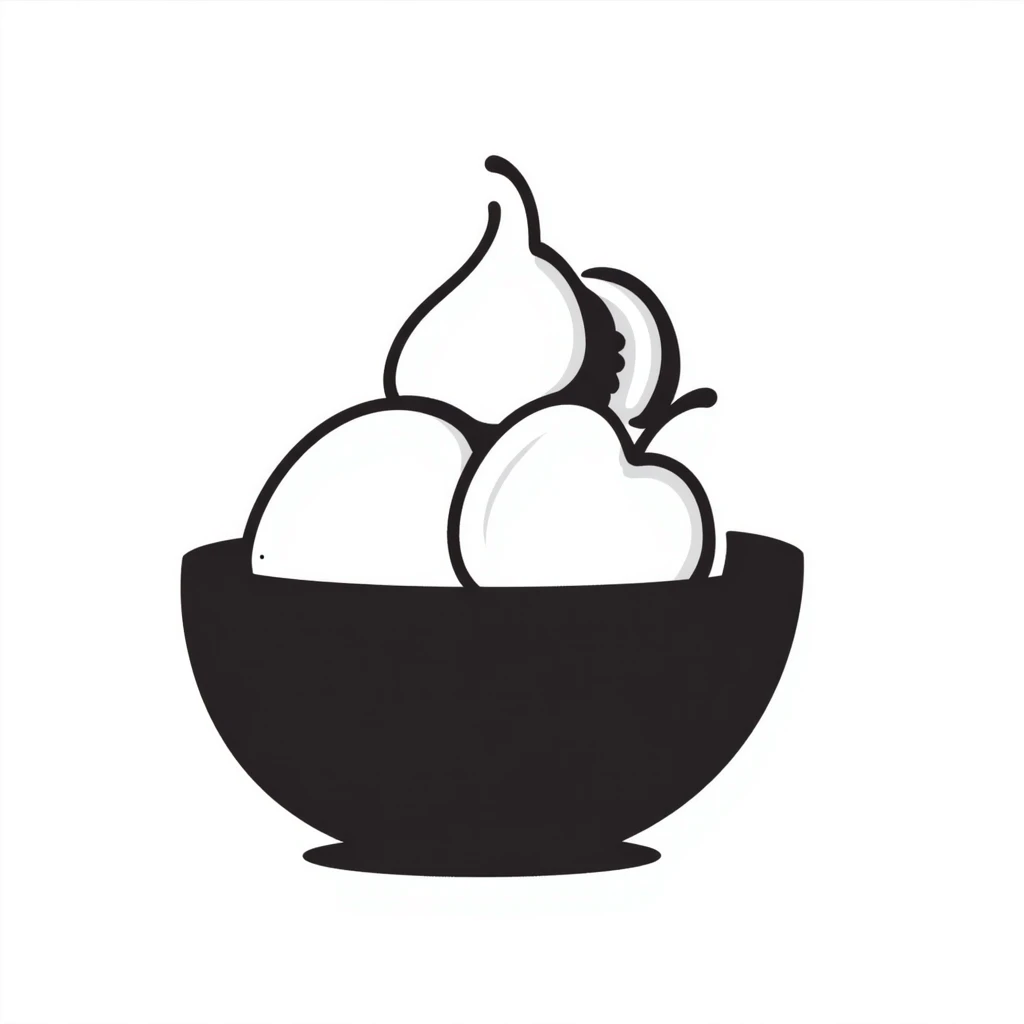 Hand-drawn peach ice cream with peach slices on top emoji
