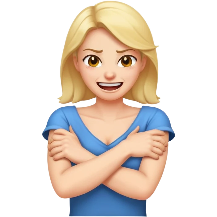 arms crossed holding neck laughing angry women emoji