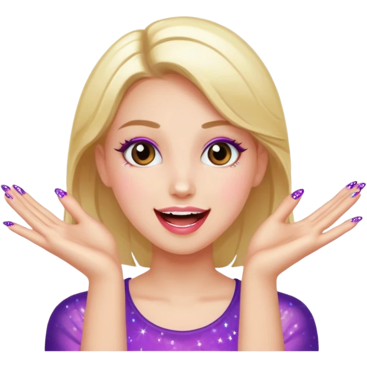 girl with nailpolish with sparkles and excitement emoji