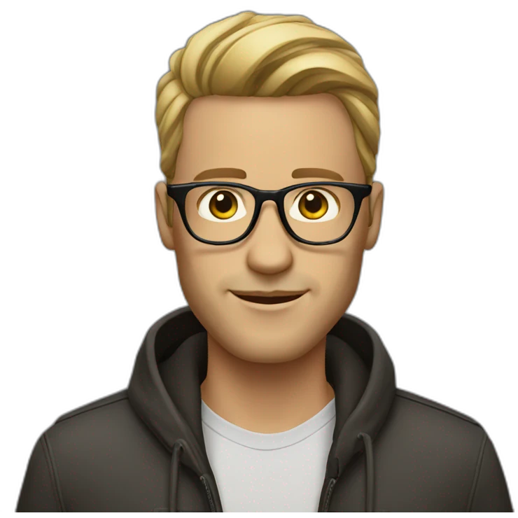 a guy fashion very strogman with glasses, he is a developper emoji