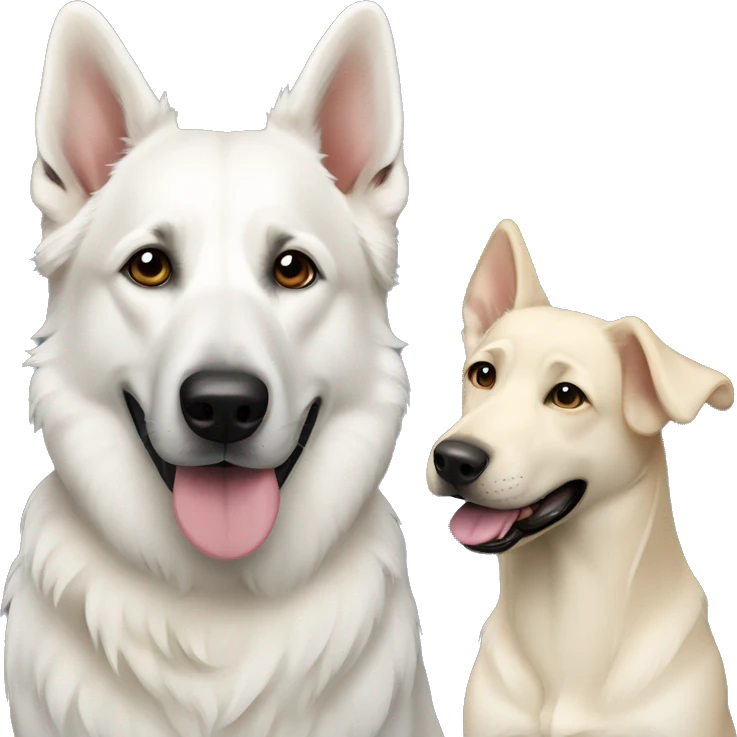  two white shepherd and one black labrador retriever emoji