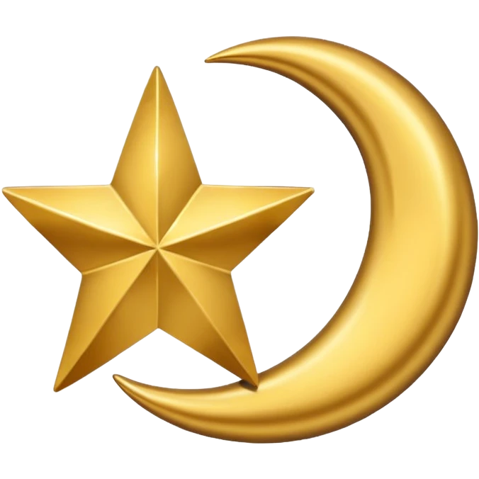 Star and Crescent emoji with black background and no face only star and crescent. emoji