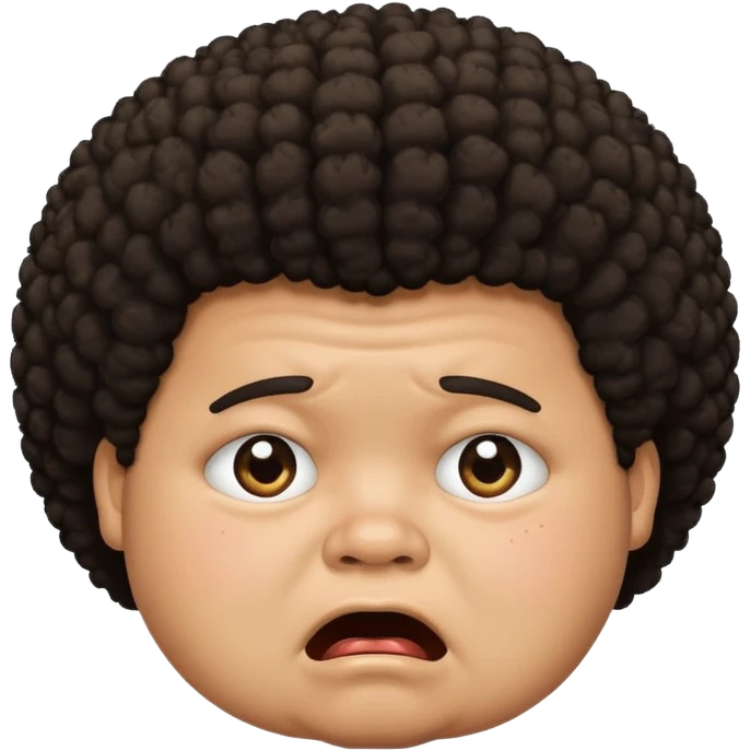 dark brown fat boy with afro crying emoji