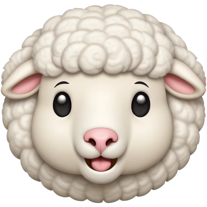 An emoji of a sheep with its mouth open, making a 'mee' sound. The sheep has fluffy white wool and expressive eyes, with a cute and playful design emoji
