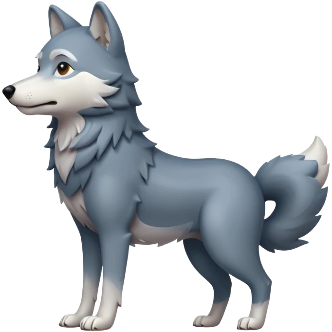 Create a single emoji of a Wolf in full body, shown at a slight side angle in a natural, characteristic pose. Cute and stylized like an emoji, but clearly recognizable.
 emoji