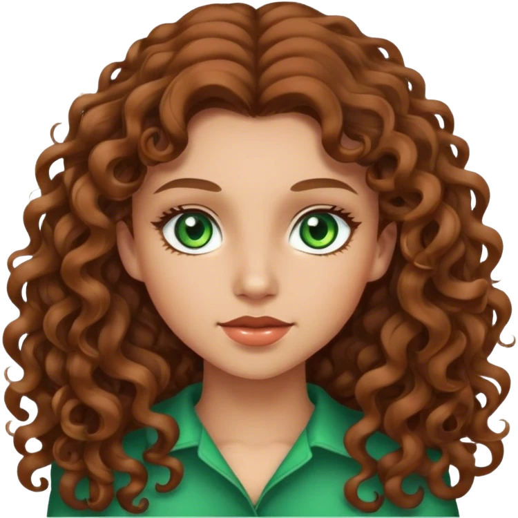 Long Brown curly hair girl with green eyes  emoji