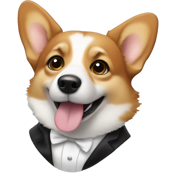 Corgi in tuxedo with an Oscar  emoji