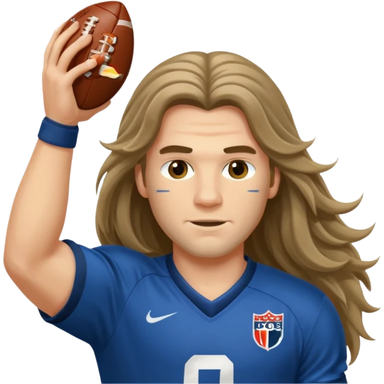 Long Haired Football Players, Footballer with flowing hair in jersey emoji