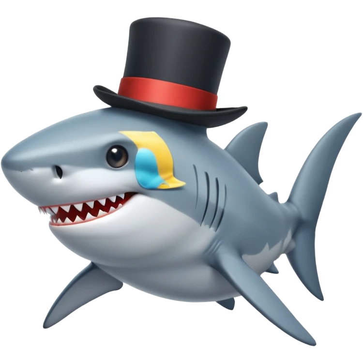 Shark with a top hat emoji