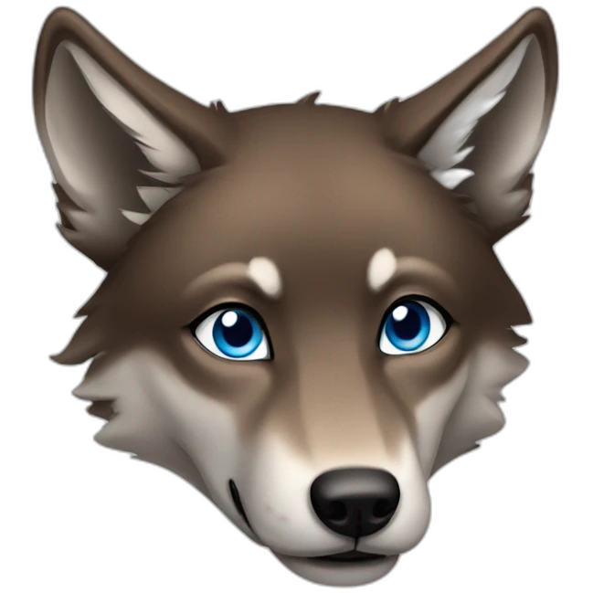 Brown female wolf blue eyes  emoji