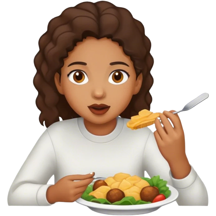 mixed girl eating food emoji