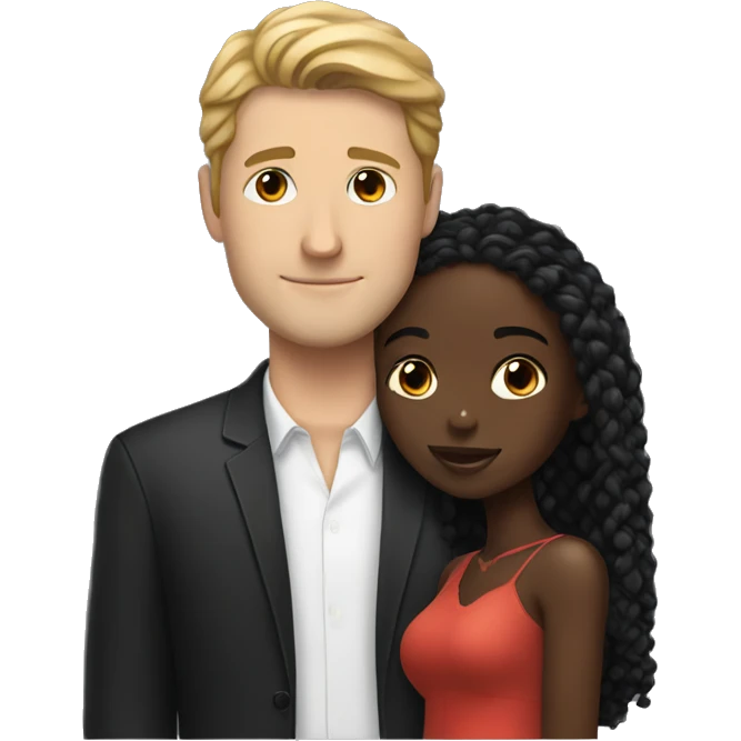 White man in love with Black girl emoji