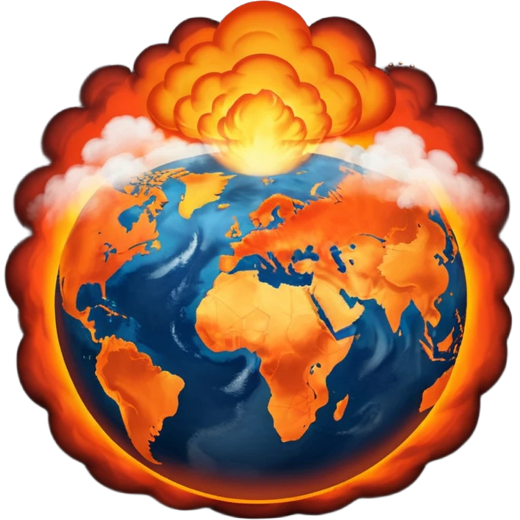 Earth on fire, unveiled by dark smoke cloud.  emoji