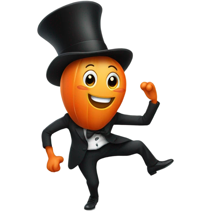 Dancing carrot in top hat emoji