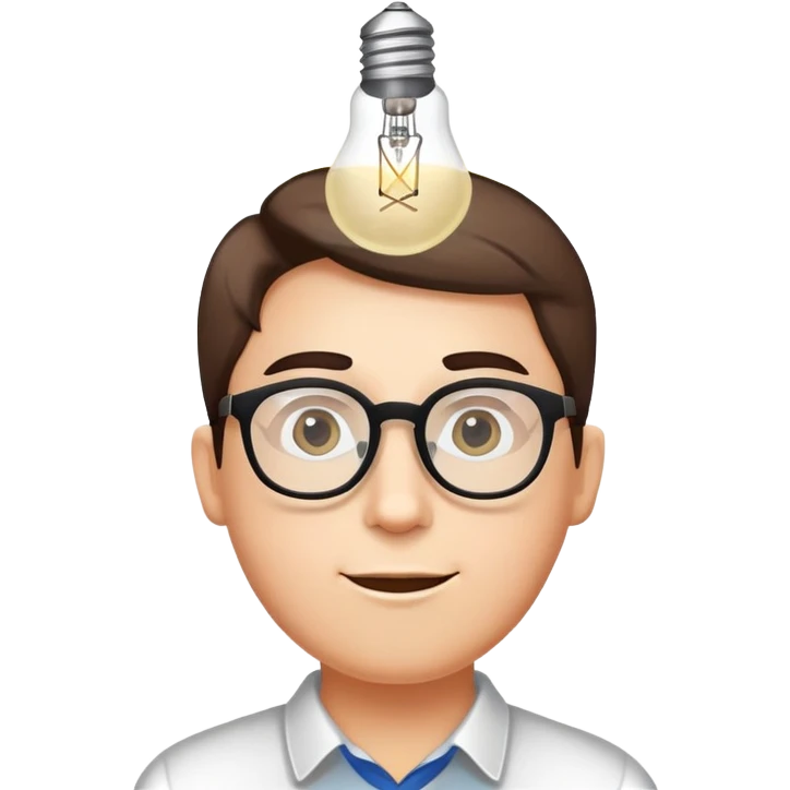 face with glasses and a lightbulb above the head, representing genius emoji